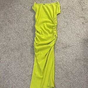 Elegant Lime Green Ruched Maxi Dress